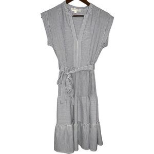 Monteanu Grey & White Striped Dress